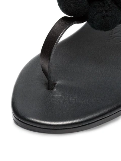 Shop Álvaro González Black Arjan Pom Pom Leather Sandals