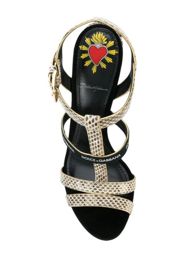 Shop Dolce & Gabbana Logo Strap Sandals - Neutrals