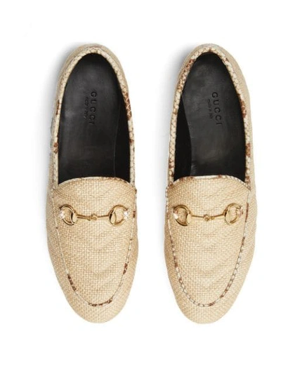 Shop Gucci Women's  Jordaan Chevron Raffia Loafer In Neutrals