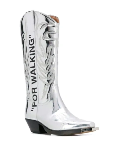 Shop Off-white Cowgirl Boots In Silver