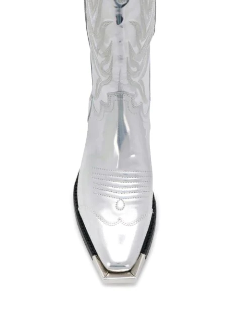 white and silver cowboy boots