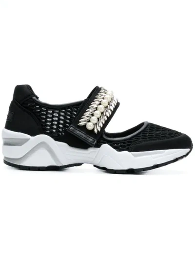 Shop Suecomma Bonnie Jewel Embellished Mesh Sneakers - Black