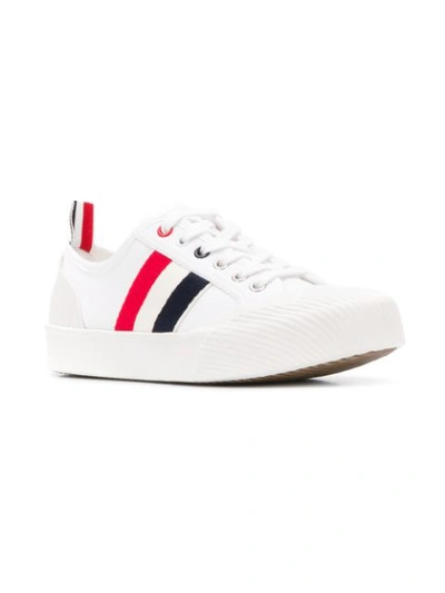 Shop Thom Browne Rwb-stripe Low-top Sneakers In White