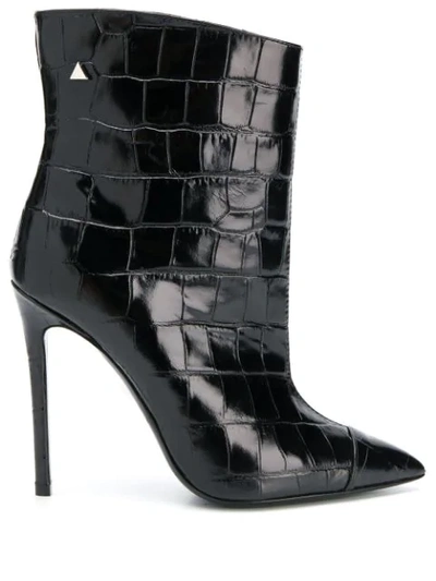 Shop Greymer Textured Leather Ankle Boots In Black