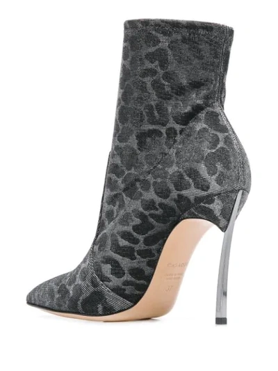 Shop Casadei Leopard Print Stiletto Boots In Metallic