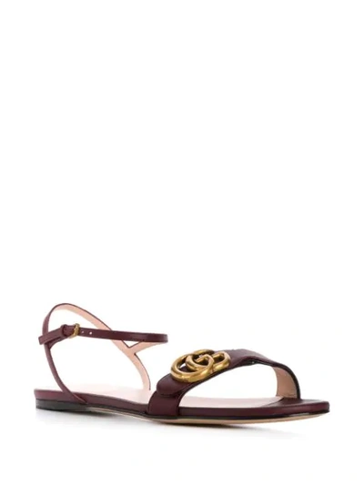 Shop Gucci Leather Double G Sandals In Red