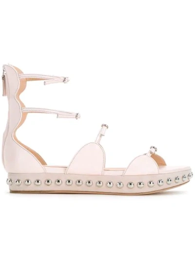 Shop Giambattista Valli Studded Strappy Ballerina Shoes In Pink