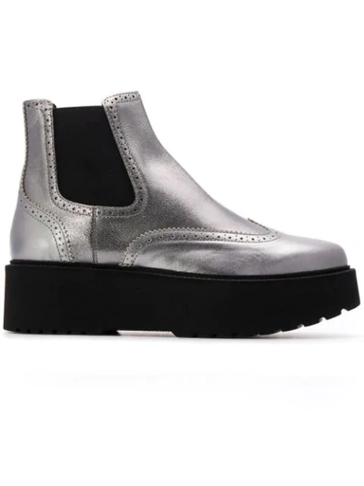 Shop Hogan Platform Sole Chelsea Boots In Grey