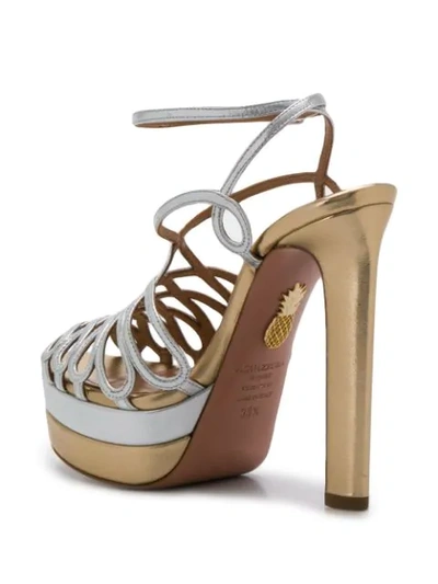 Shop Aquazzura Monroe Plateau Metallic Sandals In Silver