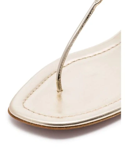 Shop Prada Gold Metallic Laminated Leather Thong Sandals