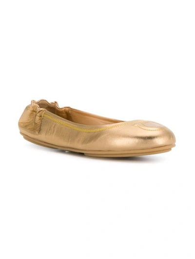 Shop Ferragamo Salvatore  Gancini Ballerina Shoes - Metallic