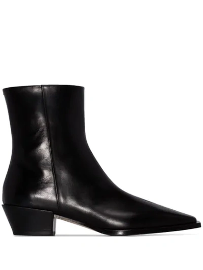 AEYDE BLACK RUBY LEATHER ANKLE BOOTS - 黑色