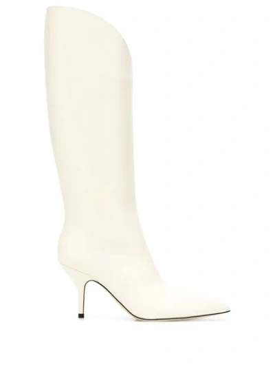 Shop Magda Butrym Slip-on Style Knee-high Boots In White