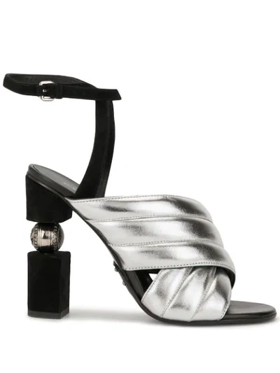 Shop Balmain Jana High Heel Sandals In Silver