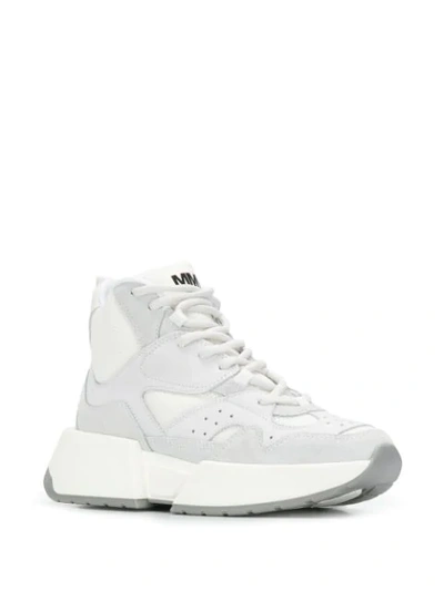 Shop Mm6 Maison Margiela Panelled Hi-top Sneakers In White