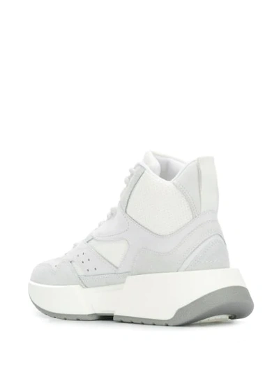 Shop Mm6 Maison Margiela Panelled Hi-top Sneakers In White
