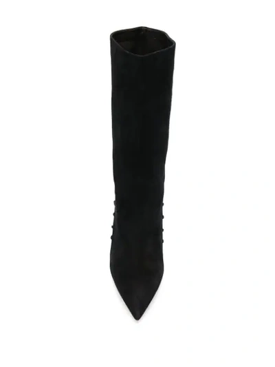 Shop Aquazzura 100mm Lace-up Detail Boots In Black