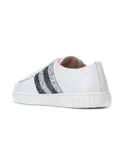 Shop Miu Miu Glitter Stripe Sneakers In White