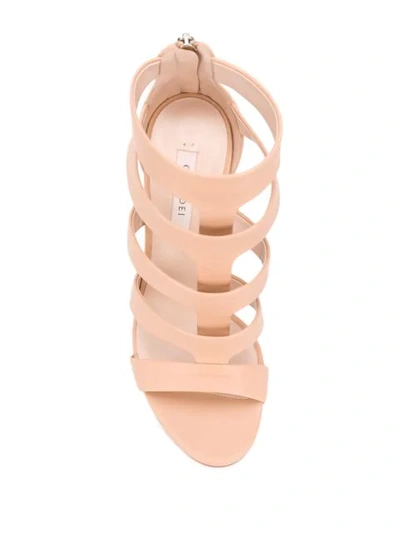 Shop Casadei Strappy Ankle Sandals In Neutrals