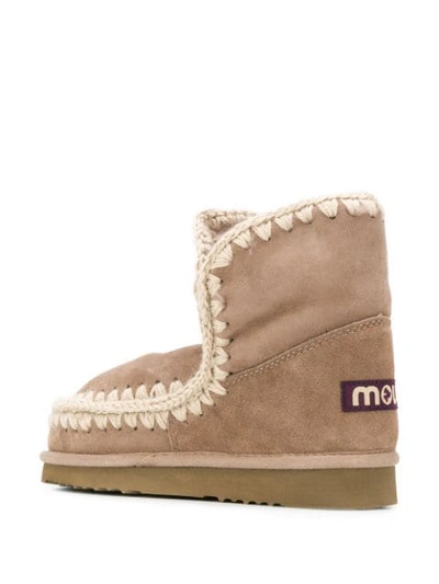 Shop Mou Stitch Trim Eskimo Boots In Elephant Grey