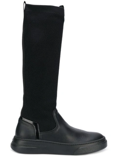 Shop Bruno Bordese Stretch Knee High Boots - Black