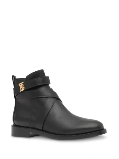 Shop Burberry Monogram Motif Strappy Ankle Boots In Black