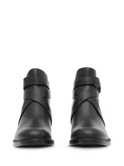 Shop Burberry Monogram Motif Strappy Ankle Boots In Black