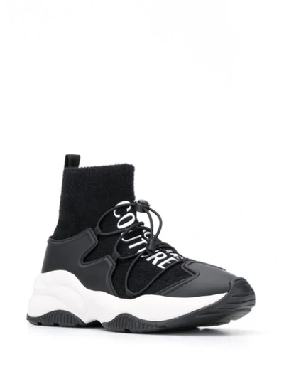 Shop Versace Sock Style Panelled Sneakers In Black