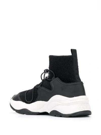 Shop Versace Sock Style Panelled Sneakers In Black
