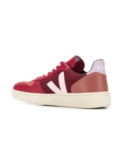 Shop Veja Colour Block Sneakers In Red