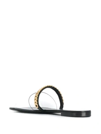 Shop Giuseppe Zanotti Transparent Strap Flat Sandals In Black