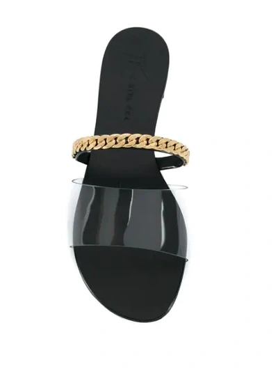 Shop Giuseppe Zanotti Transparent Strap Flat Sandals In Black