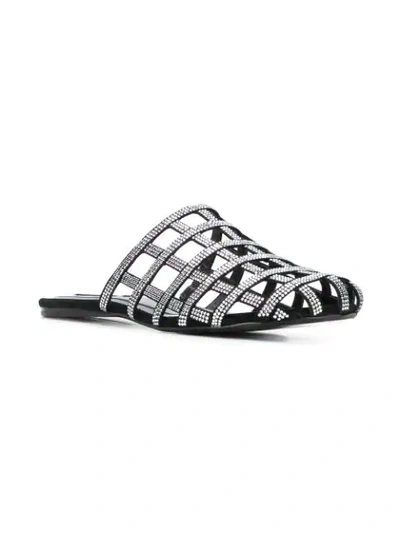 Shop Alexander Wang Crystal Embellished Slippers In Black