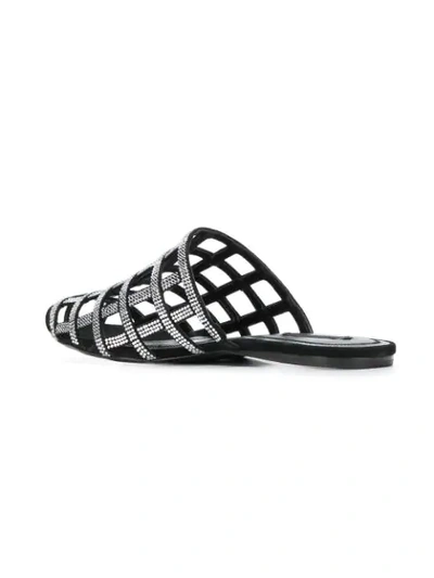 Shop Alexander Wang Crystal Embellished Slippers In Black