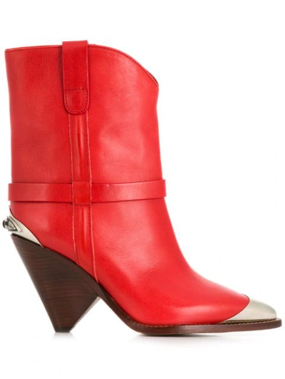 Shop Isabel Marant Lamsy Ankle Boots In Red