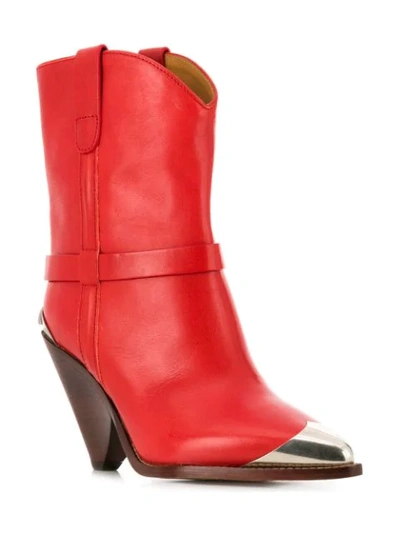 Shop Isabel Marant Lamsy Ankle Boots In Red