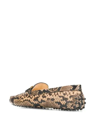 Shop Tod's Snakeskin Effect Loafers In Brown