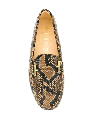 Shop Tod's Snakeskin Effect Loafers In Brown