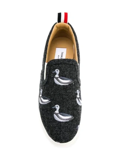 Shop Thom Browne Duck Embroidered Slip In 035 Medium Grey