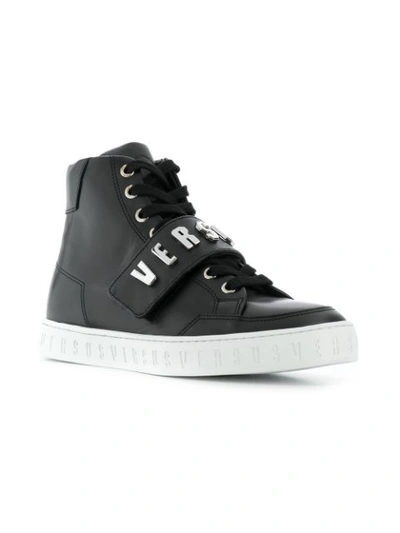 Shop Versus Logo Lace-up Sneakers - Black