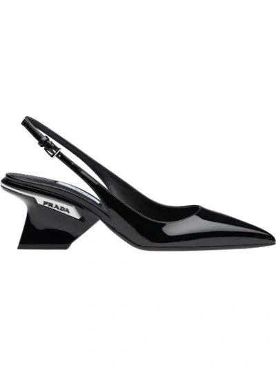 Shop Prada Varnished Slingback Pumps - Black