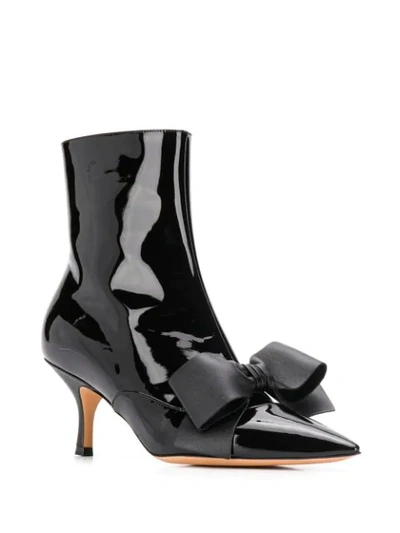 Shop Rochas Bow Detail Ankle Boots In Black
