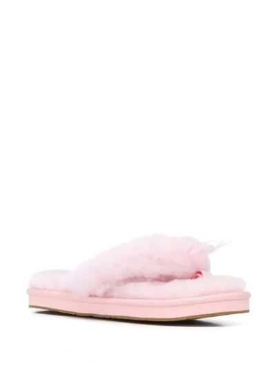 Shop Ugg Fur Sandals In Pink