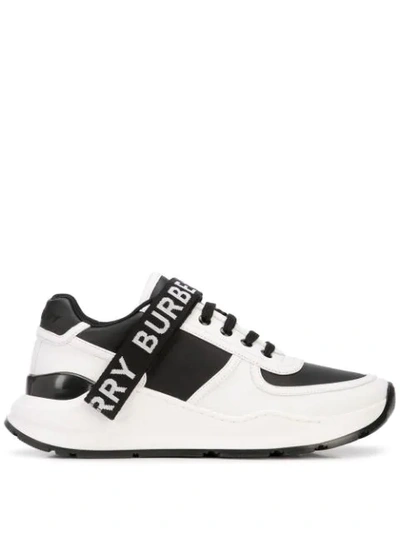 Shop Burberry Logo-strap Low-top Sneakers In White