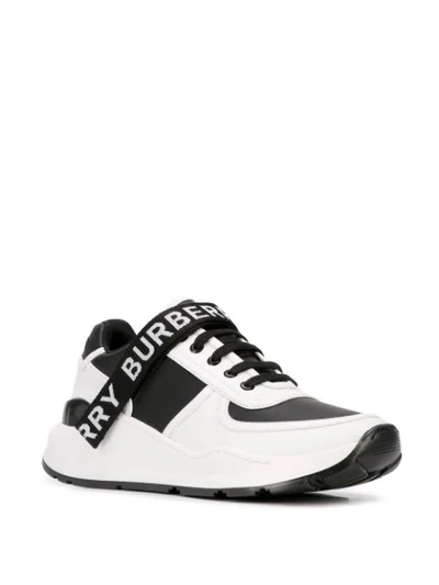 Shop Burberry Logo-strap Low-top Sneakers In White