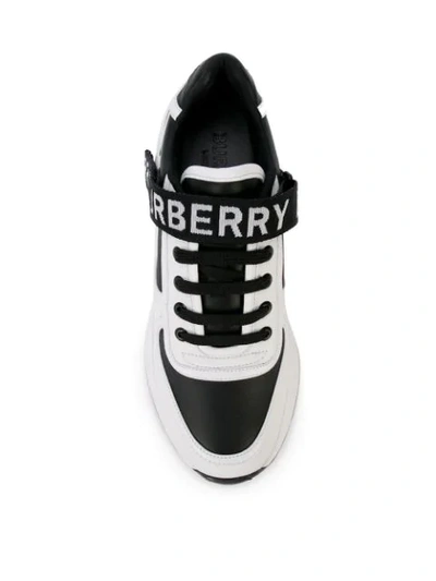Shop Burberry Logo-strap Low-top Sneakers In White