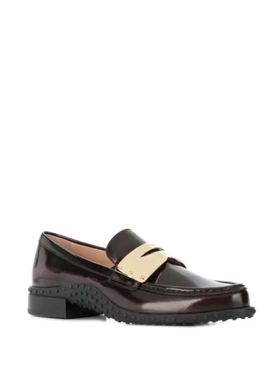 Shop Tod's Leather Loafers In Red