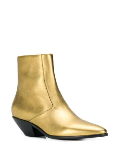 Shop Saint Laurent West 45 Metallic Boots In Gold