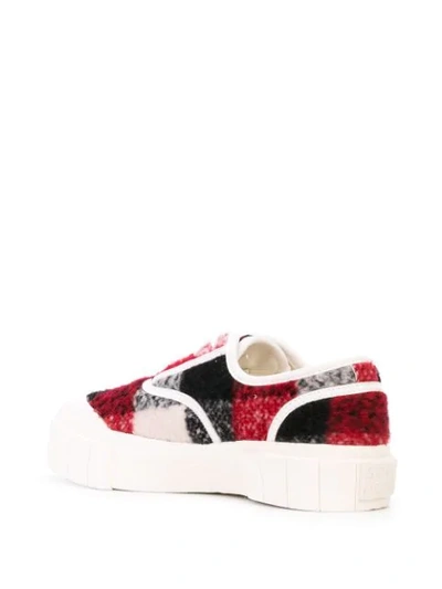 GOOD NEWS LOW TOP CHECK SNEAKERS - 红色