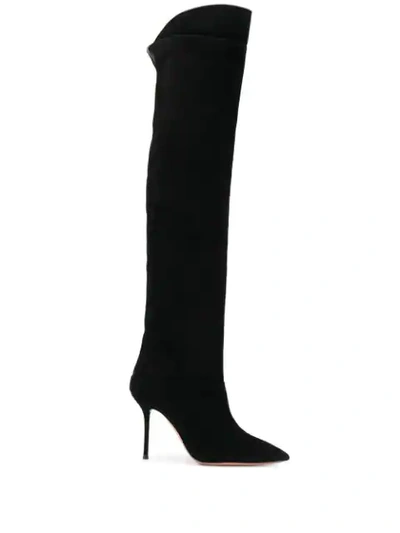 Shop Aquazzura Over The Knee Boots In Black